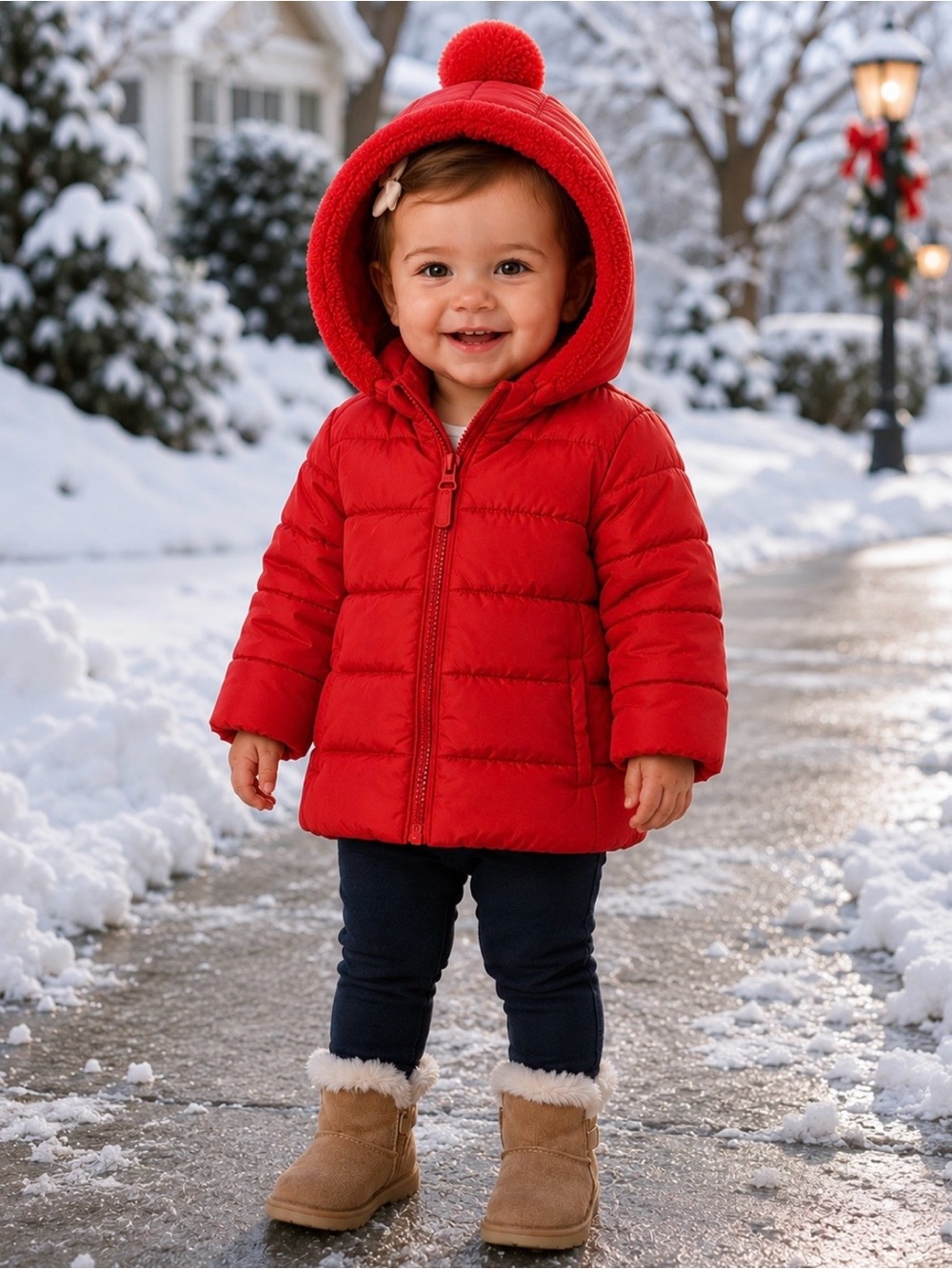Steve Madden Baby Girls Red Hooded Winter Coat size 12 Months